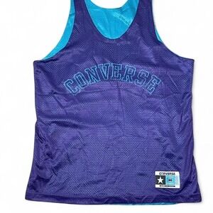 vintage Converse purple & teal double layered mesh tank top jersey
